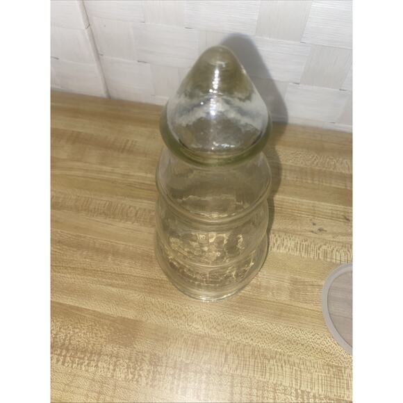 Vintage Clear Glass Christmas Tree Shaped 2-Part Candy Jar Container 7.5” x 3" - Picture 7 of 8